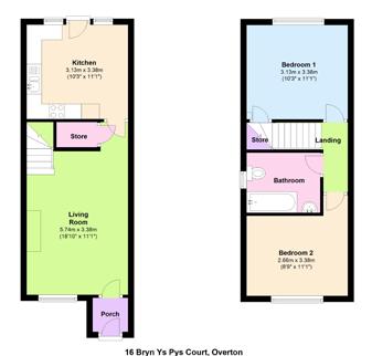 Accommodation Small Entrance Hall Floor Plan Living Room 11 1 x 15 10 (3.38m x 4.83m) Kitchen 11 0 x 10 6 (3.36m x 3.19m) Bedroom One 11 1 x 10 3 (3.37m x 3.13m) Bedroom Two 11 1 x 8 9 (3.37m x 2.