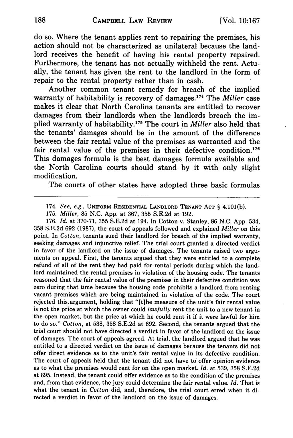 Campbell Law Review, Vol. 10, Iss. 1 [1987], Art. 5 CAMPBELL LAW REVIEW [Vol. 10:167 do so.