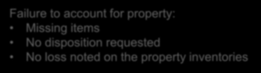 property inventories Improper allocations of equipment