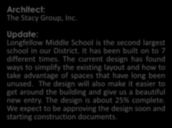 Longfellow Middle School Architect: The Stacy Group, Inc.