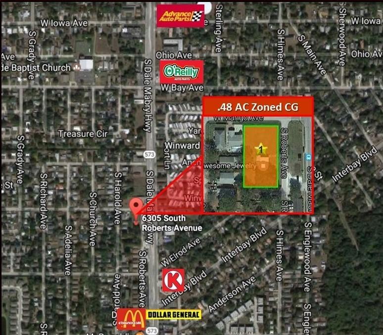S. DALE MABRY DEVELOPMENT SITE SALE PRICE: $400,000 LOT SIZE: APN #: ZONING: 0.48 Acres A-16-30-18-41Y-000002-00001.1 CG CROSS STREETS:.48 Ac Corner Plot At Intersection Of S. Roberts Ave. And W.