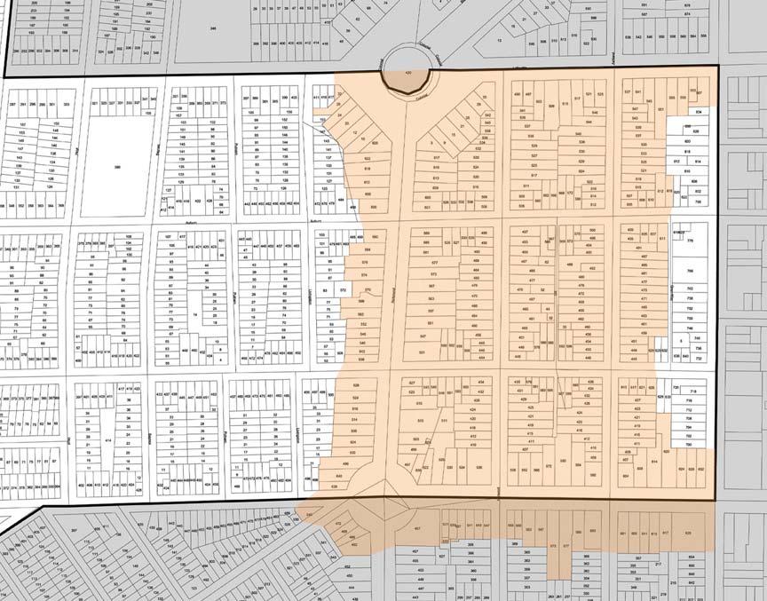 Figure 4-2. Grant-Ferry neighborhood : Richmond Avenue-Ashland Avenue Historic District shaded orange.