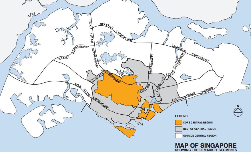 Map Location of market segments Source: Ming Property Singapore Core