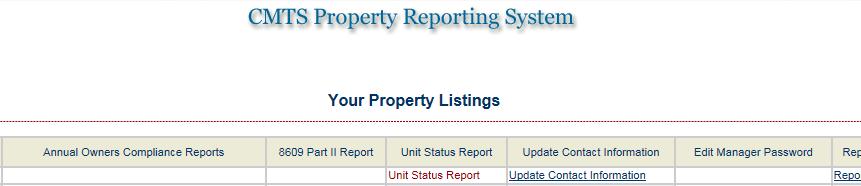 1) From the Your Property Listings page, select Unit Status Report.