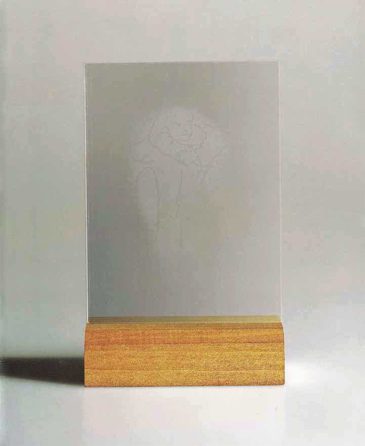 JUAN MUÑOZ Augenblick (Glimpse), 1995 For Parkett 43 Hand-etched glass, the image becomes momentarily