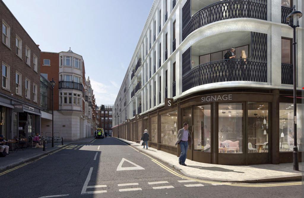 uniform frontage onto the street The street is widened by 1m The building parapet broadly