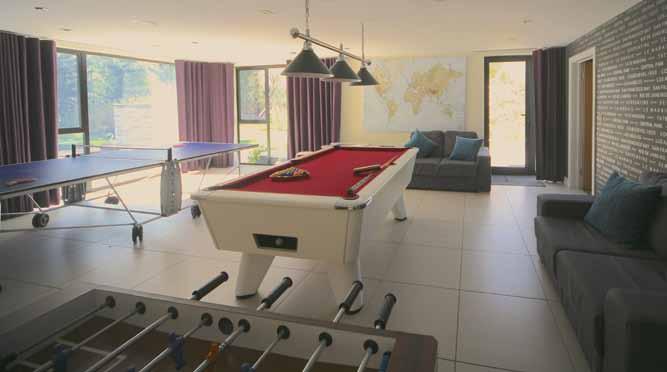 area, large games room with table tennis and billards, a fully fitted secondary kitchen and