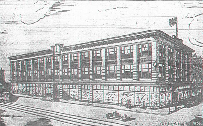 W. E. Noffke perspective of enlarged store premises of Charles Ogilvy Limited, 1917 (The Ottawa Evening Journal, May 10, 1917) The building was similar in height and detailing to the 1907 store.