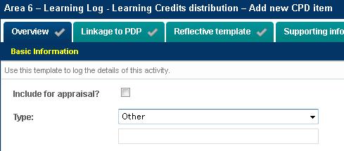 The Credits column refers to the credits the Appraisee has self-scored. In essence 1 hour of education is 1 learning credit.