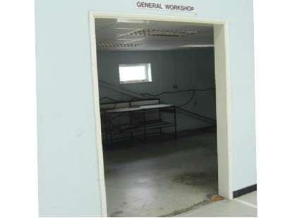 The general workshop is an open plan area, which was used for spray painting and