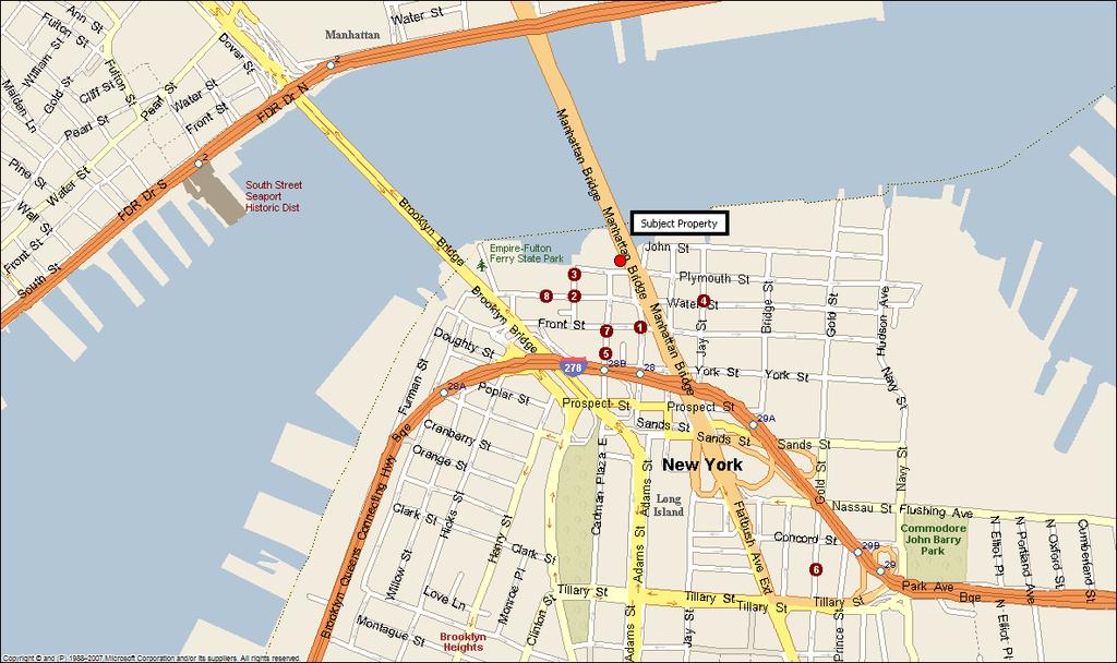 COMPARABLE RETAIL RENTALS LOCATION MAP 1 2 3 4 5 6 7 8 117 Front Street, Pink Berry 33 Main Street, One Girl Cookies 1 Main Street, Governor Restaurant (Closed due to Sandy) 54 Jay