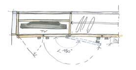 drawings for TV stand featuring 180 hinged