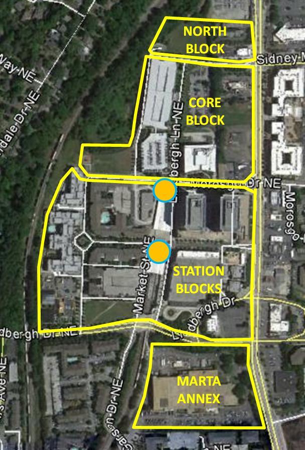 The MARTA Annex is the 13-acre property (roughly 11 acres of it developable) located south of Lindbergh Drive. The Annex is owned and actively used by MARTA.