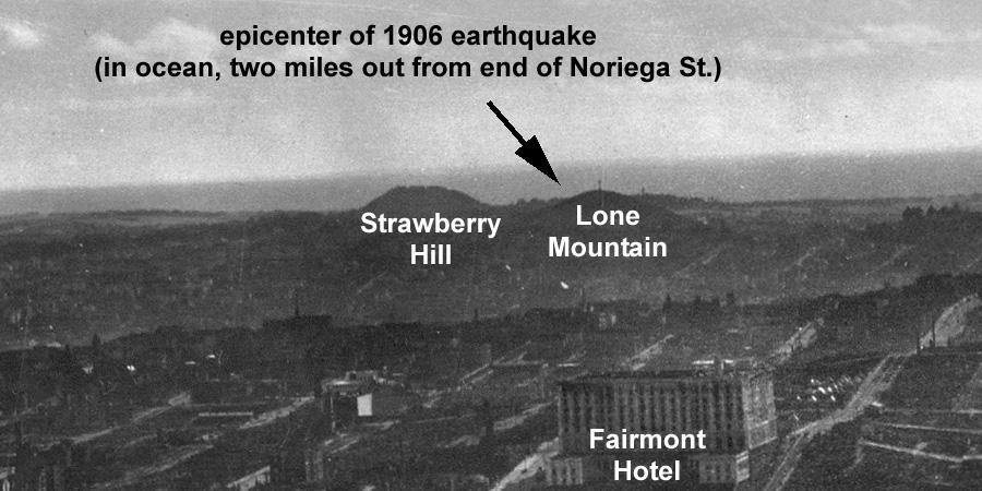 over Lone Mountain (now the USF campus) and to the north of Strawberry Hill in Golden Gate Park.