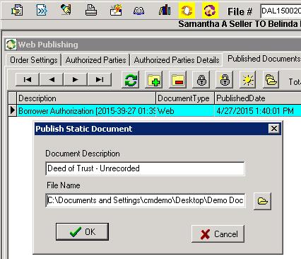 CCE Web Publishing If the document is saved on a Desktop or Share folder on the network, click the PaperlessCloser Web Publishing icon and select the