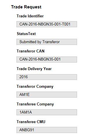 3. Secondary Trading on the EMR Portal Step 2 (continued) In the trade screen the transferee can view the details of the secondary trade that has been submitted.