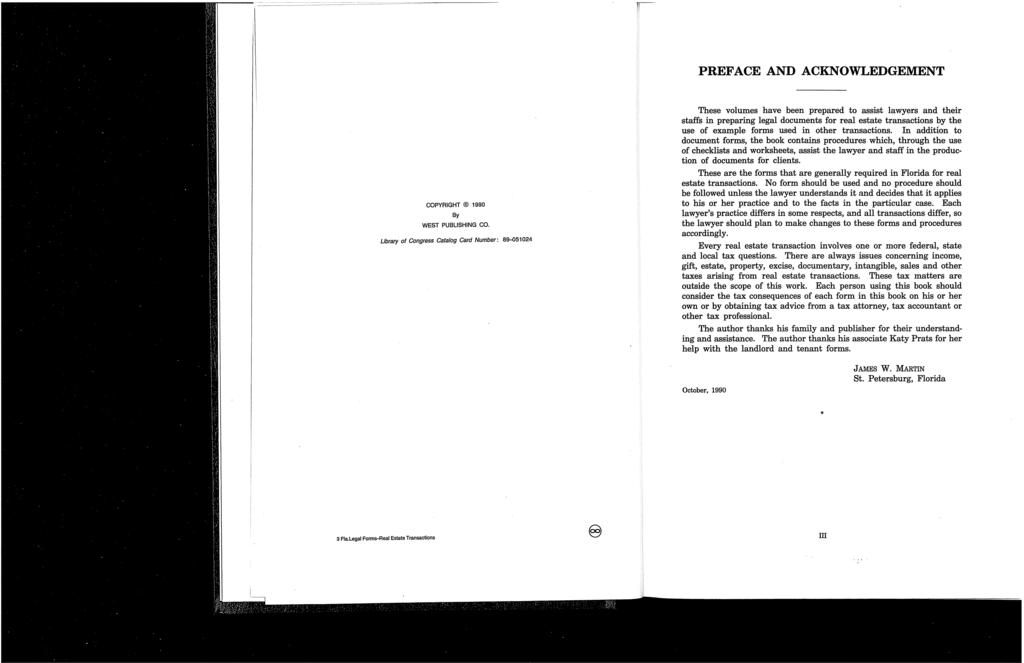 PREFACE AND ACKNOWLEDGEMENT COPYRIGHT 1990 By WEST PUBLISHING CO.