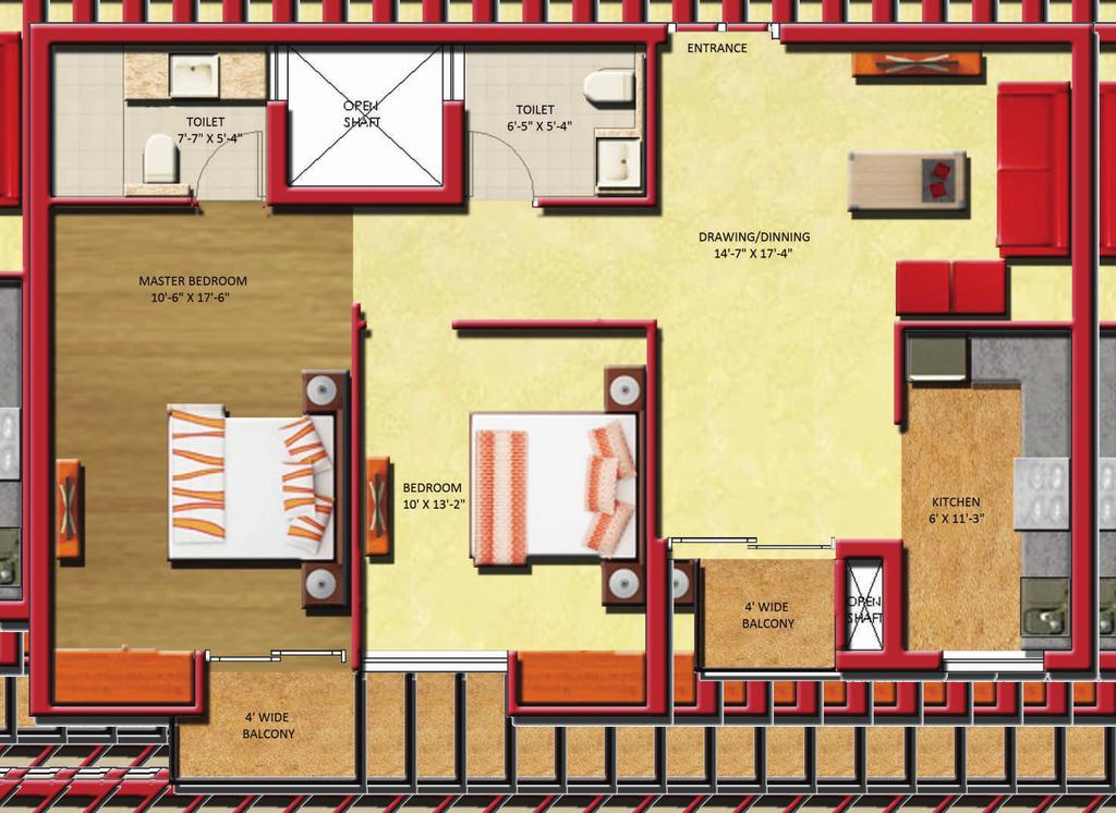 Tower - G Typical Unit Plan - 2 BHK