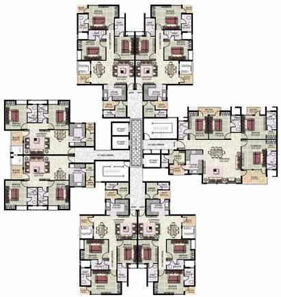 Klassic heights apartments cluster plan Floor Plan - 2 / 3 / 4 bedroom + Worker apartment Tower 4 & 5 2-BHK 4-BHK + Worker 2-BHK TOTAL SUPER AREA (2BHK)