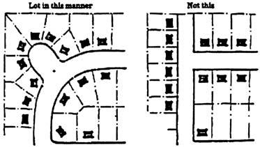 All side lot lines where practicable should be at approximate right angles to street lines or radial to curving street lines, unless a variation from these rules will give a better street or lot plan.