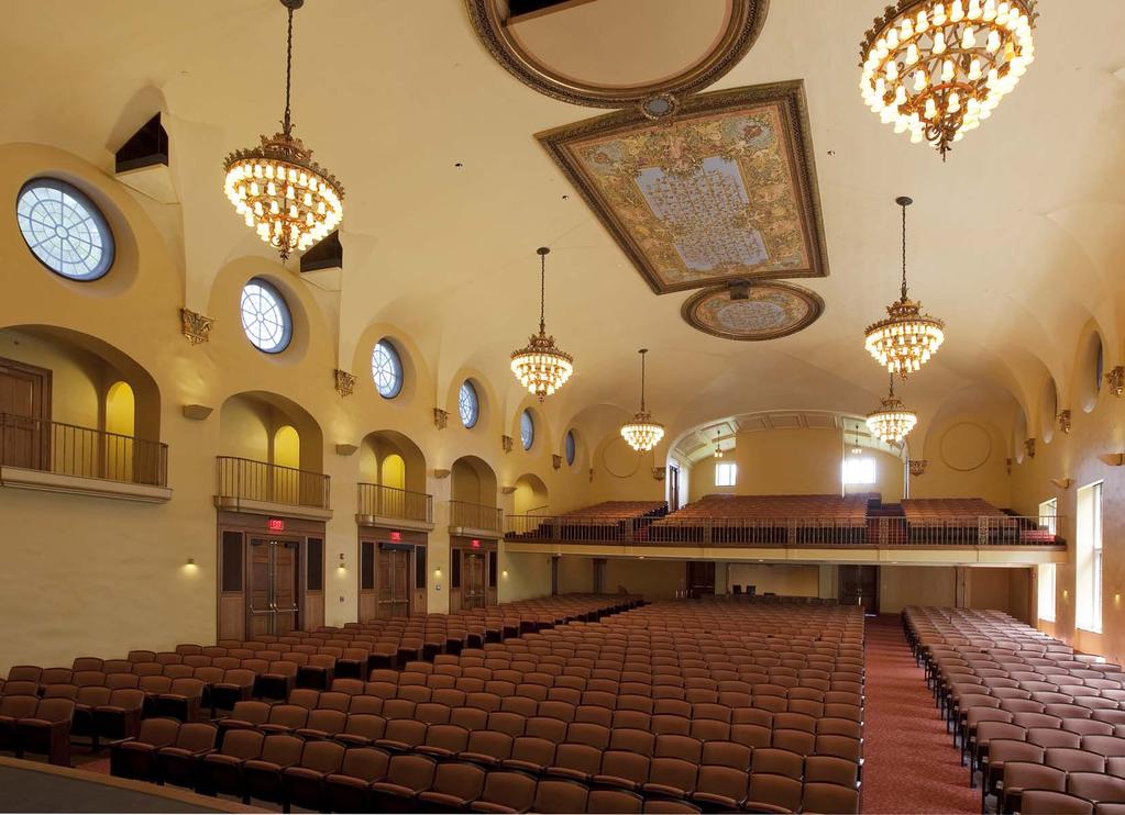 Restored Auditorium: The new color scheme combines