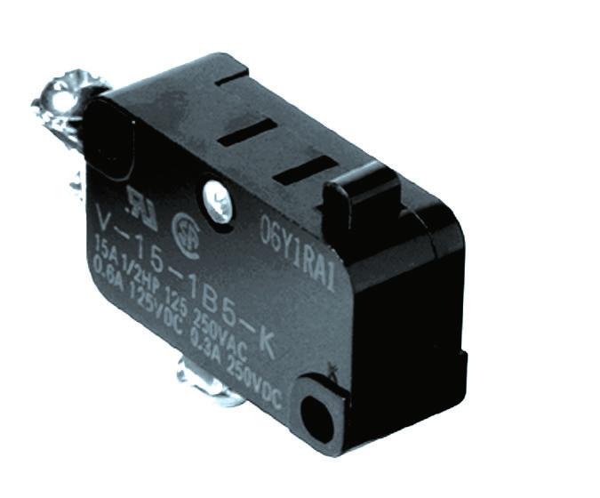 Snap Action Switch V General Purpose Snap Action Switch Industry standard design with 10/15 A ratings Long service life of 50,000,000 operations minimum (mechanical) RoHS Compliant