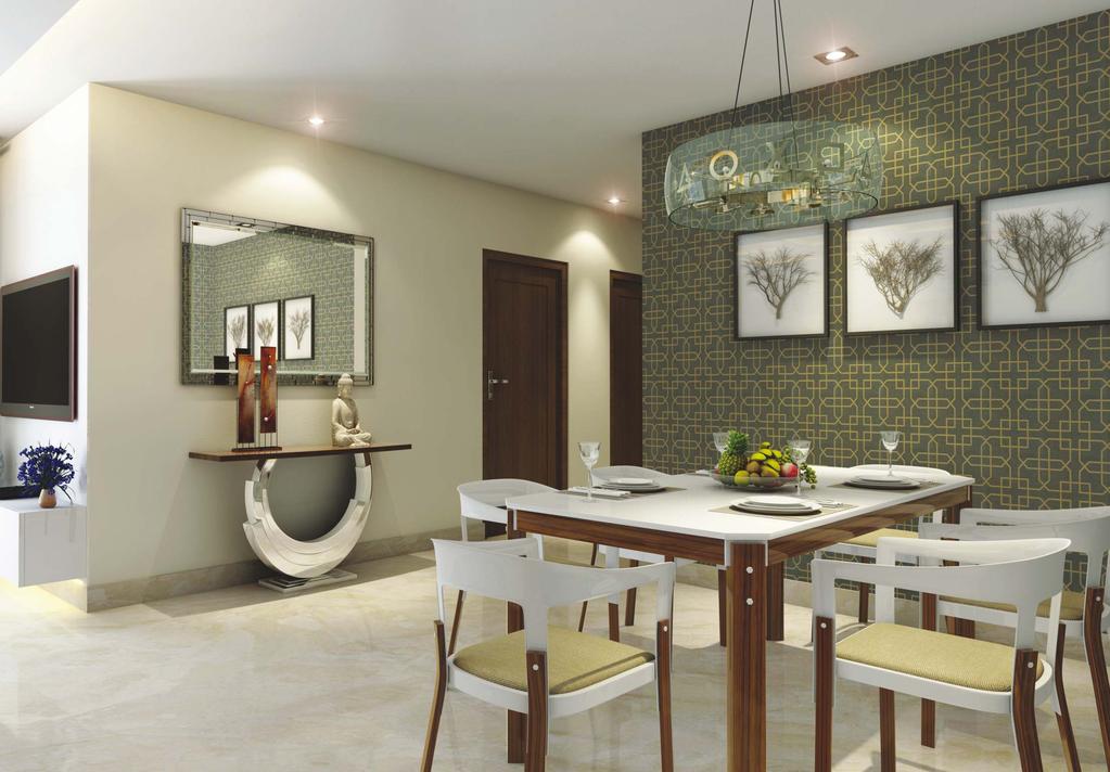details that inspire a captivating aura FLOORING Wooden Texture Tiles in Master Bedroom Vitrified tiles in living areas/kitchen & Bedroom Anti-Skid Tiles-Toilets DOORS & WINDOWS External doors &