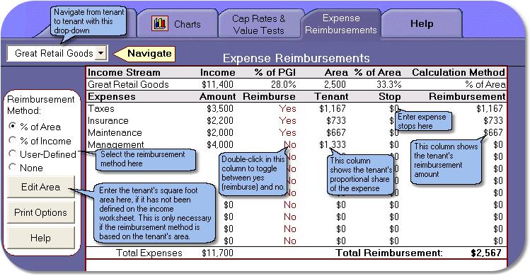62 "No". Tip: Double-click the cell to toggle between "Yes" and "No". Expense Stops: Enter the amount of the expense not reimbursed by the tenant.