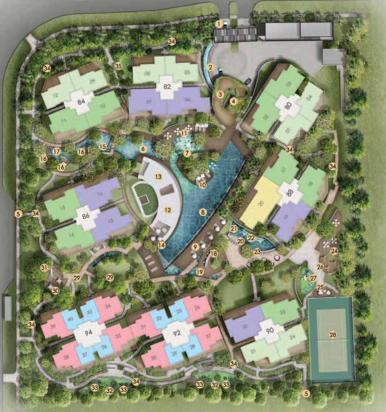 SITE PLAN LEGEND PUNGGOL CENTRAL THE ENTRANCE COURT 1 Entrance Gateway 2 Entrance Water Feature 3 Meeting and Waiting Area 4 Outdoor Lobby 5 Pedestrian Gate THE ISLAND CABANA 18 Outdoor Cooking