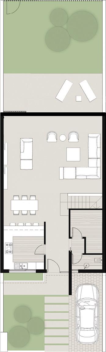 3 m 03 Dining Room 3.0 4.2 m 04 Living Room 7.3 4.0 m 05 Guest Bathroom 1.2 2.3 m 06 Laundry & Storage 2.4 2.0 m 07 Garden First Floor 08 Master Bedroom 5.1 3.6 m 09 Bedroom 2 3.6 3.