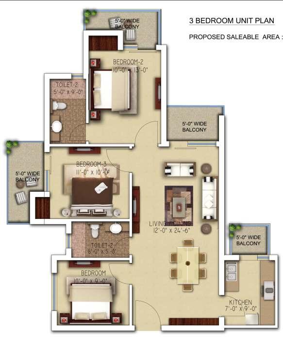 3 Bedroom Unit Plan Proposed