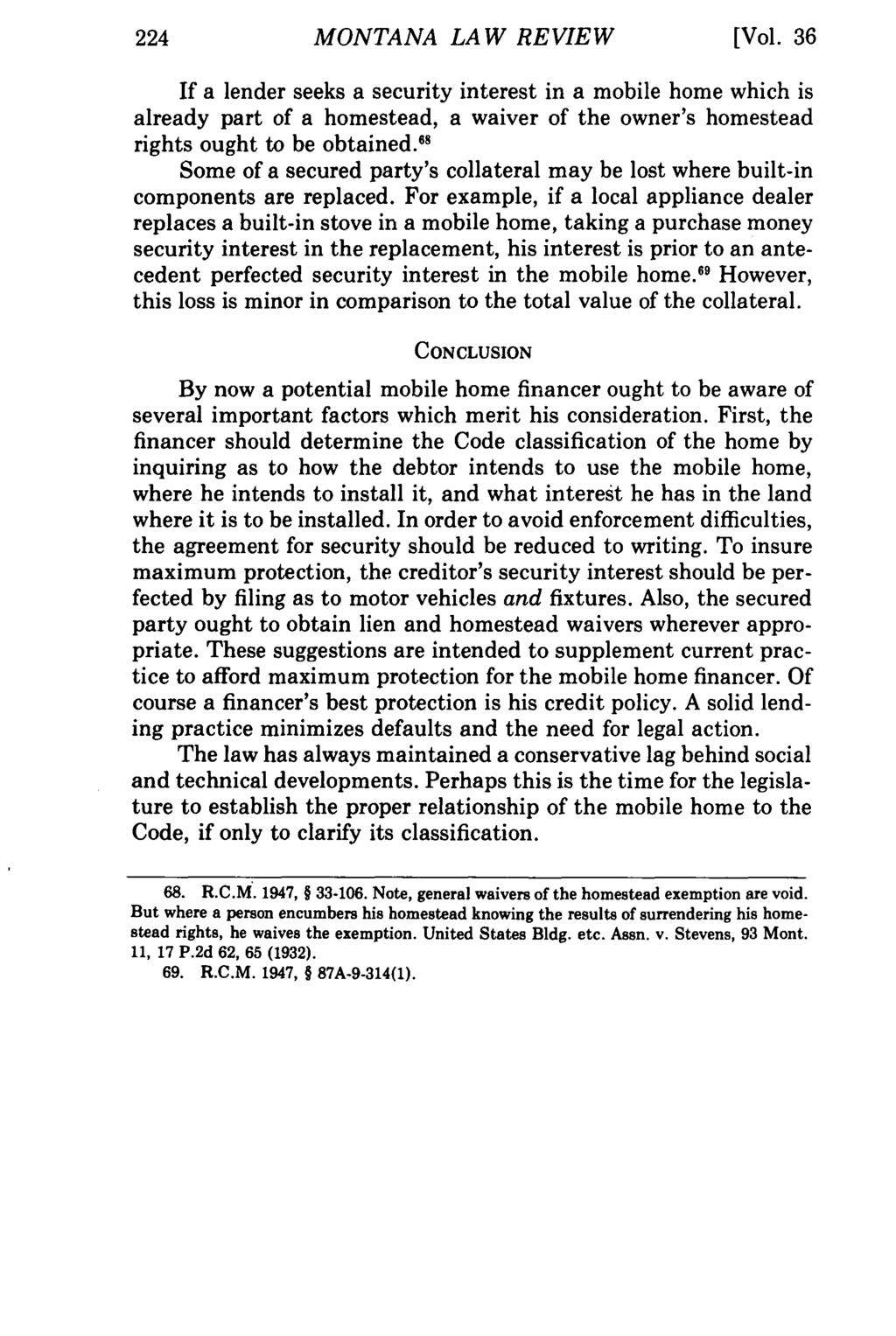 MONTANA LAW REVIEW Montana Law Review, Vol. 36 [1975], Iss. 2, Art. 3 [Vol.