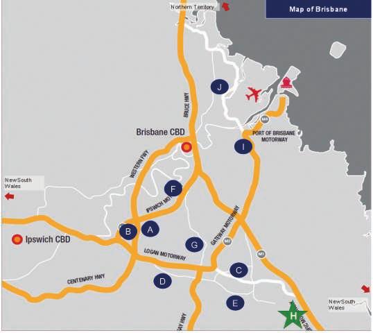 Characteristics of the Brisbane Industrial Precincts A Flint Street (1 existing property) F Shettleston Street (1 existing property) B Boundary Road (1 existing property) G Sandstone Place (1