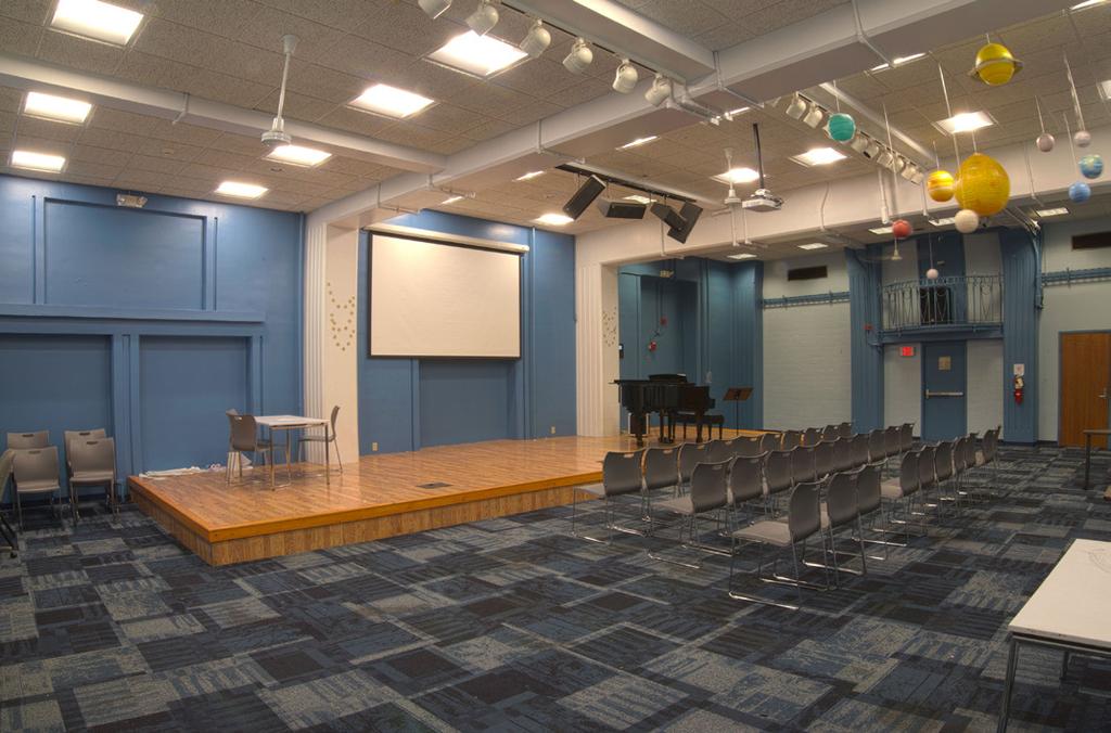 BAKER HALL WEST Baker West Performance Space Set-up: Tables and chairs, maximum
