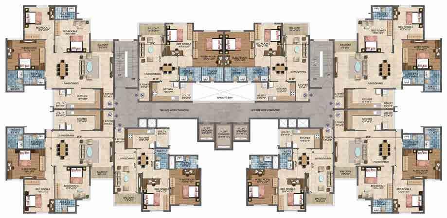 TYPICAL FLOOR PLAN 1st to 18th TOWER - D 3 Type : 3B+3T D- 103 to D- 1803 6 Type : 3B+3T D- 106 to D- 1806 Type : 2B+2T 4 5 D- 104 to D- 1804 Type : 2B+2T D- 105 to D- 1805 Type : 3B+3T Type : 2B+2T