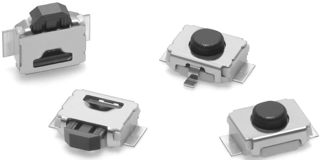 Ultra-small Tactile Switch BU Ultra-small-sized Tactile Switch with High Contact Reliability: 1.2 2.5 mm (H W D) Industry s smallest switch* allows high-density mounting on PCBs for mobile equipment.