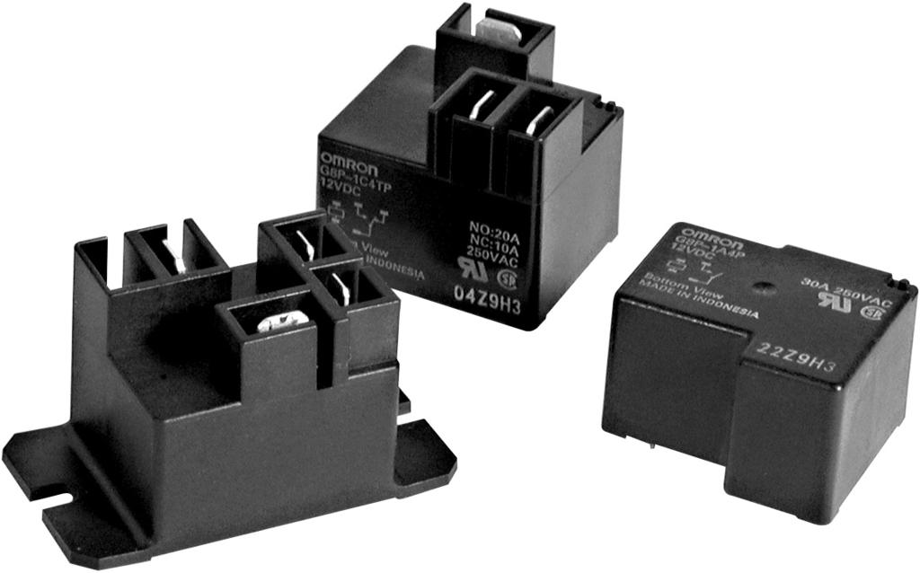 Power PCB Relay G8PT Up to 30 A switching capacity in compact package. Available with quick-connect contact terminals for easy load connecting with either QC or PCB coil terminals.