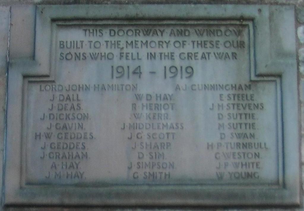 Duddingston Kirk War Memorial Originated and Compiled by Jacqueline Lawrie, Church Member Foreword As a church member I have always admired the entrance to the Kirk and I decided I would like to