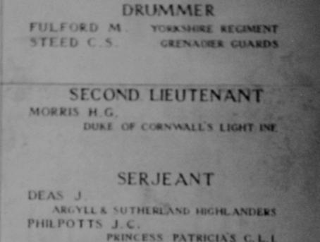 Sergeant James Deas, 11 th Battalion, Argyll & Sutherland Highlanders, was born in Alloa, Clackmannanshire, resided in Portobello, Midlothian, and enlisted in Edinburgh, Midlothian.