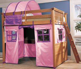 Right: 342-984NR 4/6 Loft Bed Complete 24 342-T465 Pink & Purple Tent For