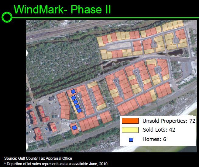 Current Status of WindMark Phase II St. Joe was only able to sell 42 lots in Phase II and only a handful of homes have been built St.