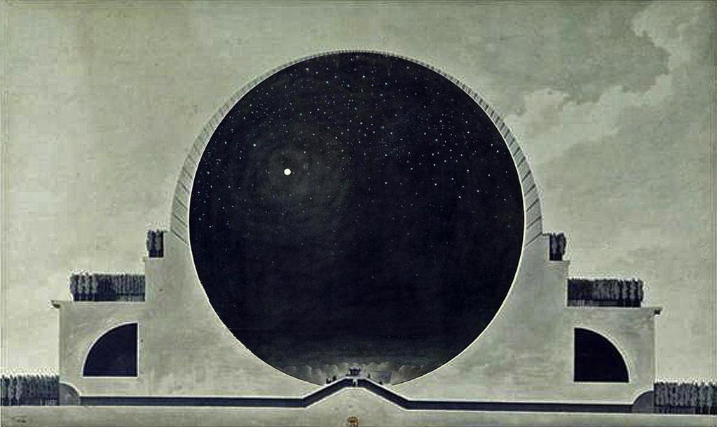 Etienne-Louis Boullee, Project: Cenotaph for Sir Isaac Newton, Section: nighttime effect 1784.