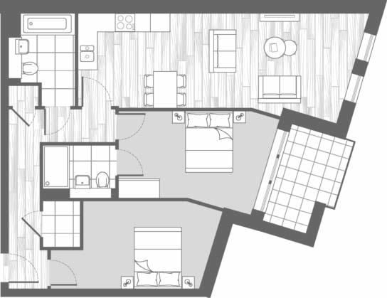 2 8 10 x 13 9 B202 Exterior area 72.0SQ.M. 775SQ.FT. 11.9SQ.M. 128SQ.FT. 2 Bedroom apartments inc kitchen 3.7 x 7.
