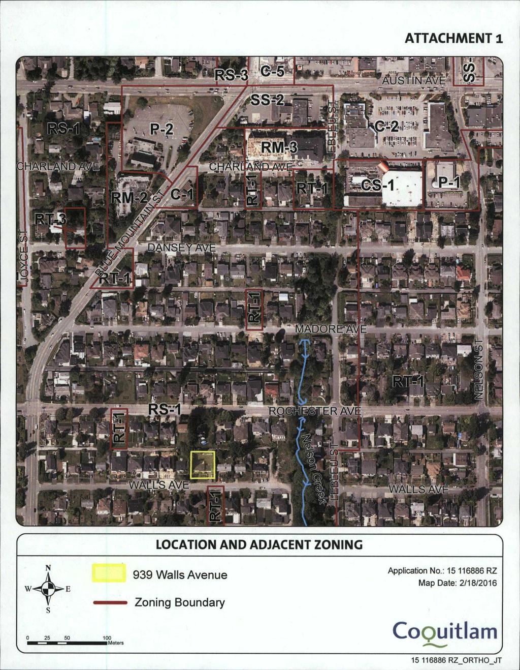 ATTACHMENT 1 N 0 25 50 100 HMatars LOCATION AND ADJACENT ZONING 939 Walls Avenue Zoning
