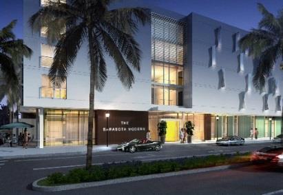 The Sarasota Modern 1242 Boulevard of the Arts 5 Story hotel, 81 rooms, Approx. 60,000 SF total.