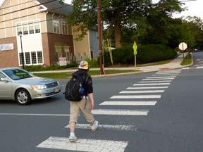 Basic crosswalks consist of reflective white striping, although crosswalks with higher visibility, traffic calming measures (raised crosswalks), or those that are more aesthetically pleasing (colored