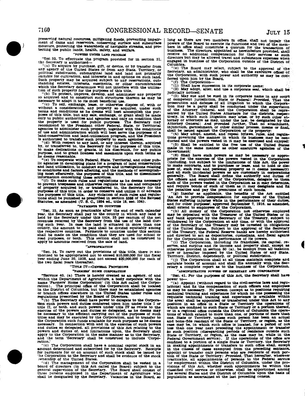 S 7160 CONGRESSIONAL RECORD-SENATE JULY 15 preserving natural resources, mitigating floods.