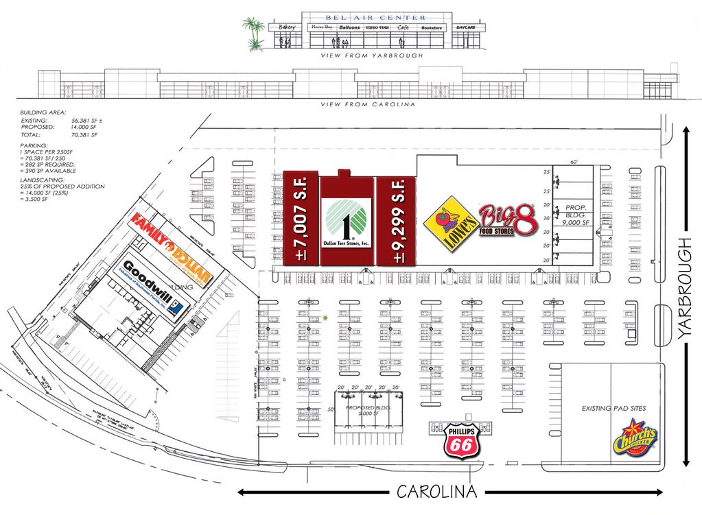 BEL AIR SHOPPING CENTER SITE PLAN SITE INFORMATION Location Available Suites Lease Rate NWC Carolina & Yarbrough Bel Air Shopping Center 1025 Carolina, El Paso, Texas ± 7,007 Square Feet (50' x 140')