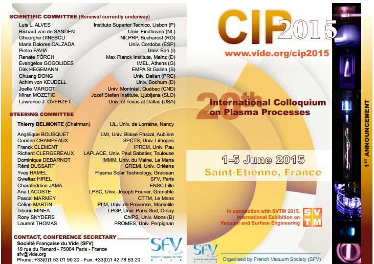IUVSTANEWSBULLETIN CIP 2015, a conference announced by the French