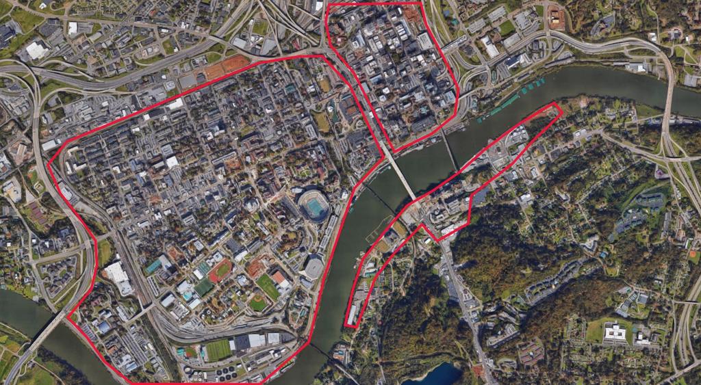 Area Development & Attractions Downtown Knoxville University of Tennessee Campus South Waterfront District The Kerns campus is conveniently located within both walking and biking distance of three of